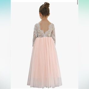 Lace Back A-Line Straight Tutu Tulle Party Flower Girl Dress